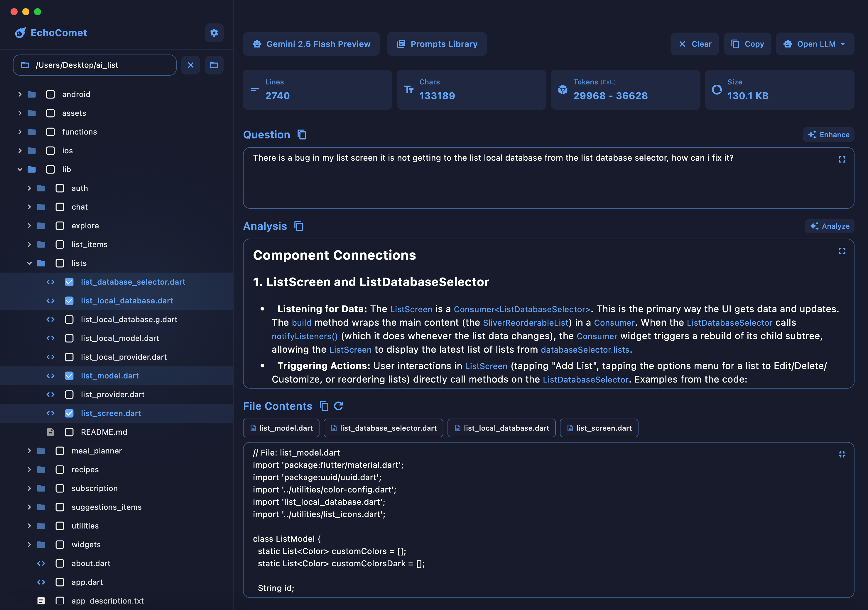 EchoComet App Interface